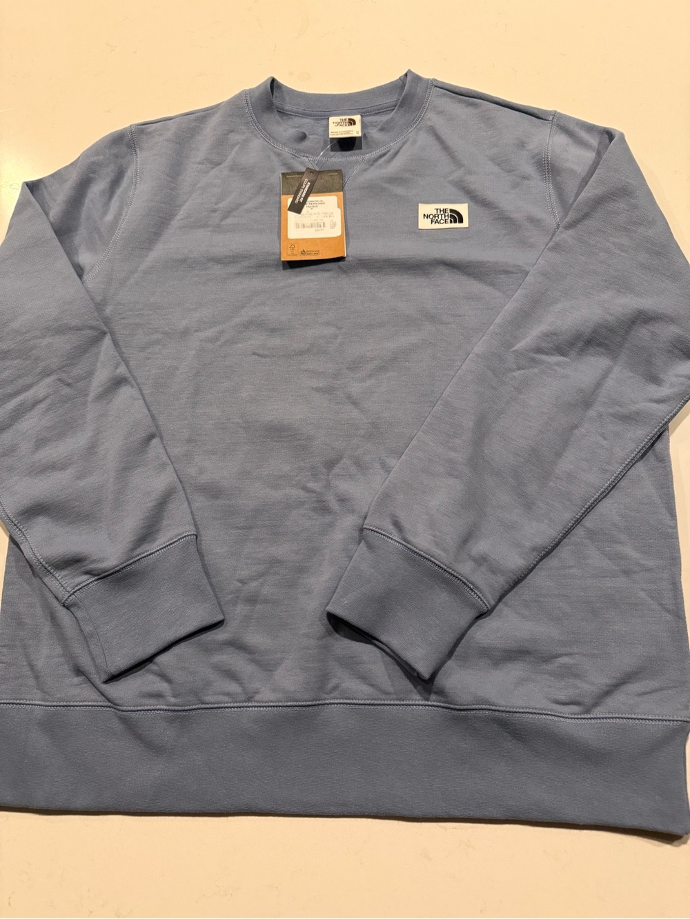 The North Face A7UOO Women's Blue Heritage Patch Crew Sweater Size Extra Large